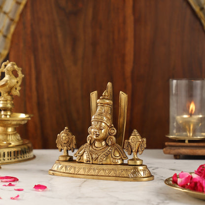Brass Tirupati Balaji Head with Shankh Chakra Namah | 5.5" Height