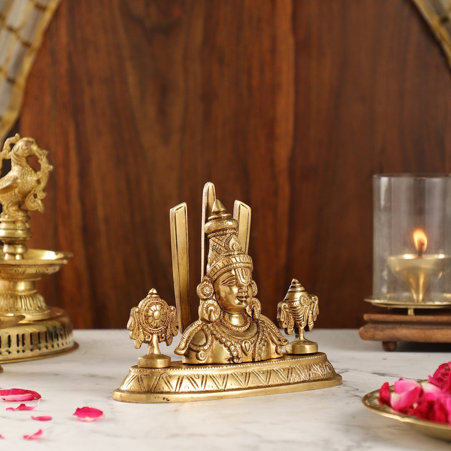 Brass Tirupati Balaji Head with Shankh Chakra Namah | 5.5" Height