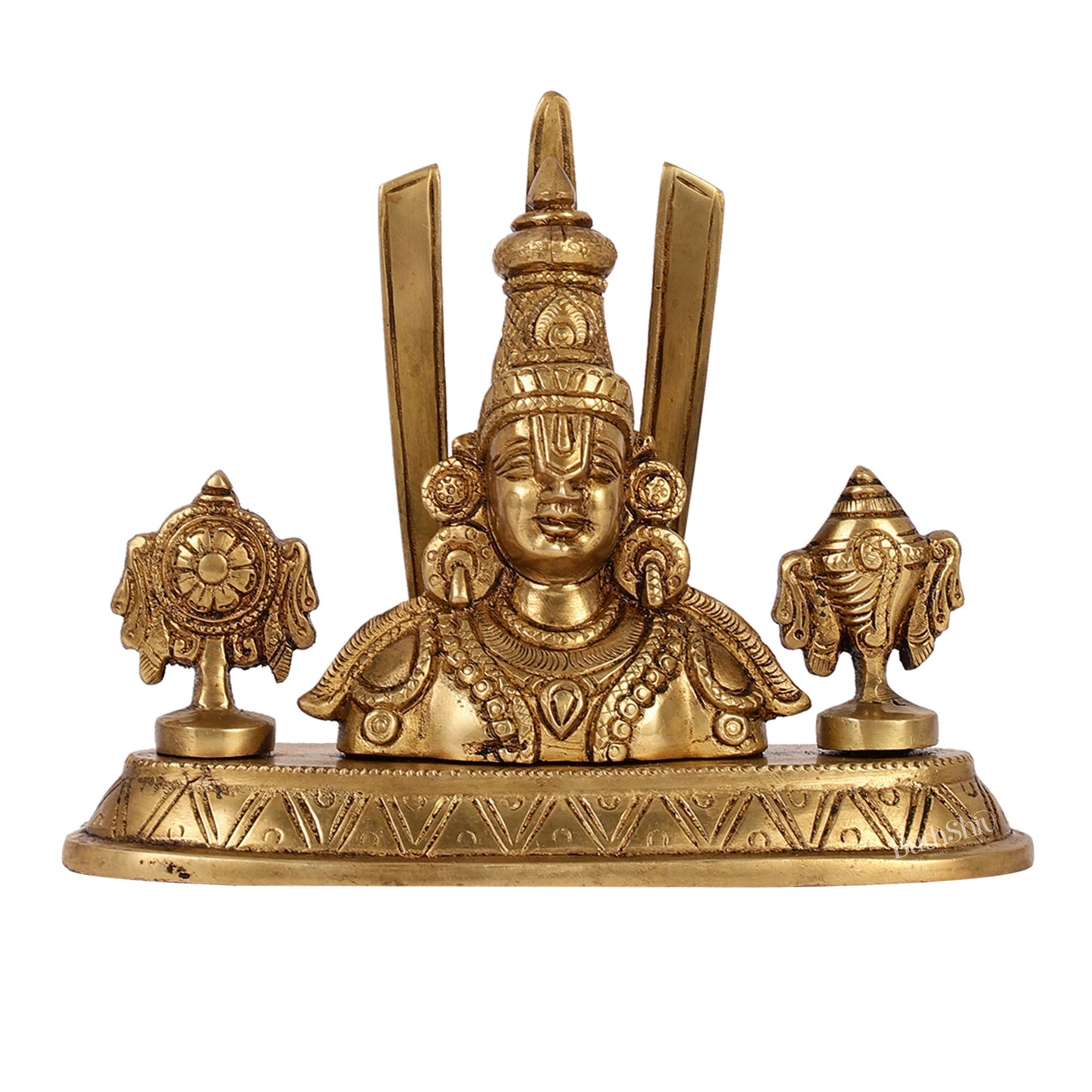 Brass Tirupati Balaji Head with Shankh Chakra Namah | 5.5" Height