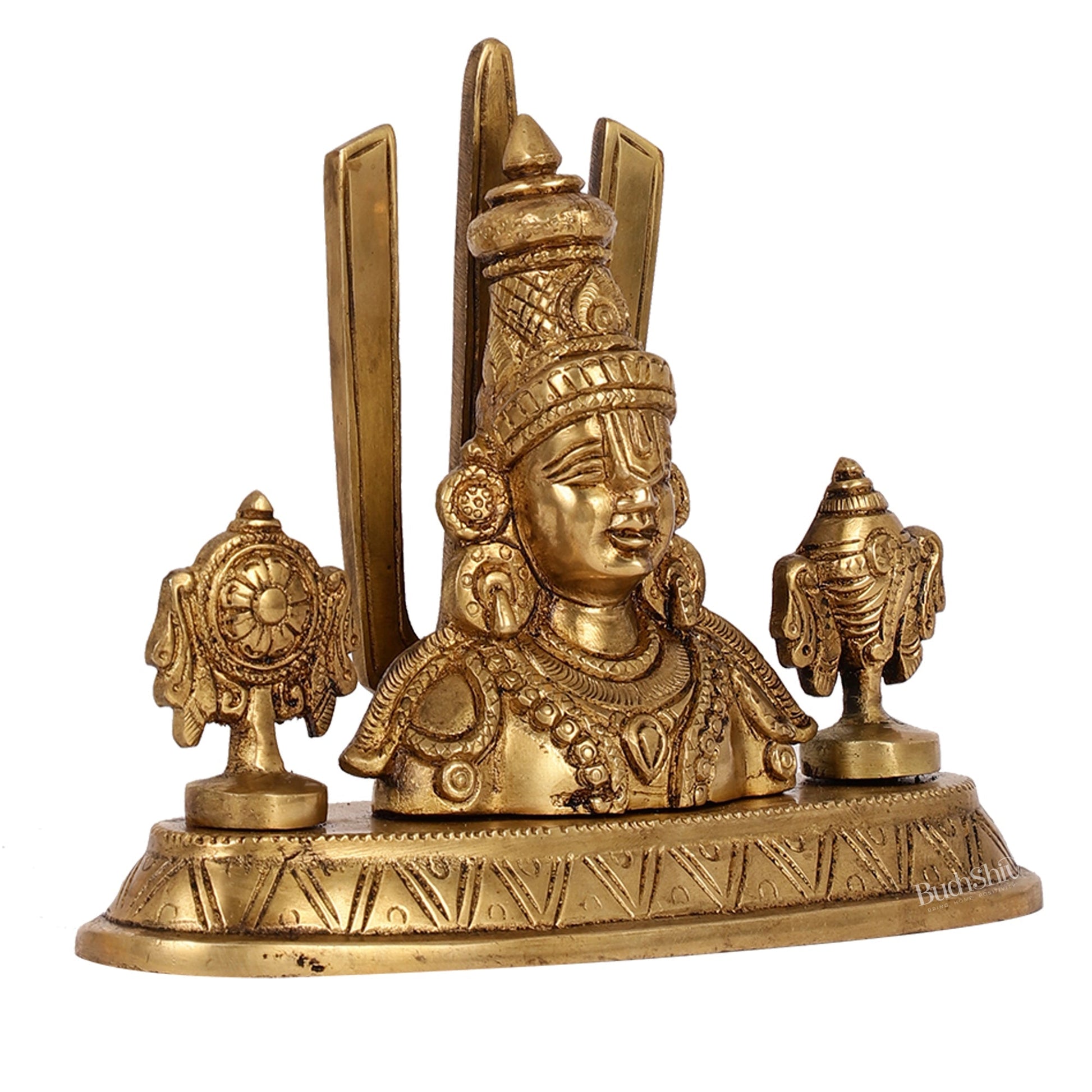 Brass Tirupati Balaji Head with Shankh Chakra Namah | 5.5" Height