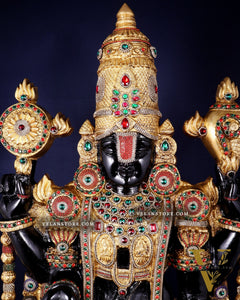 Brass Tirupati Balaji Idol 48 inch with jewellers meenakari Stonework