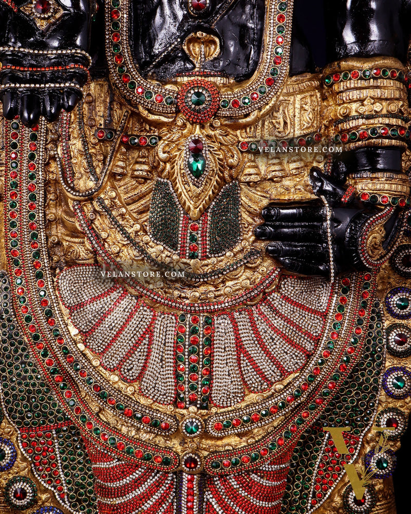 Brass Tirupati Balaji Idol 48 inch with jewellers meenakari Stonework
