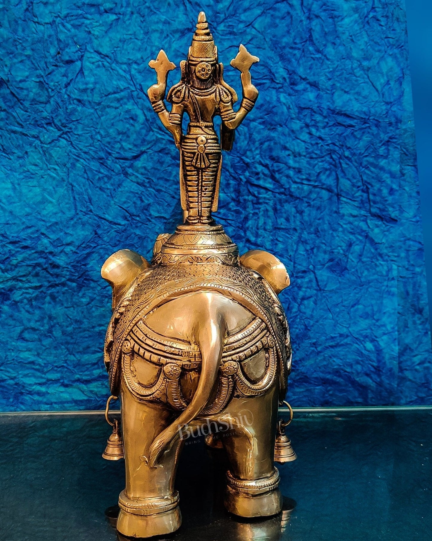 Pure Brass Lord Venkateshwara Swamy on Elephant with Fine Engravings  – 16.5 Inch
