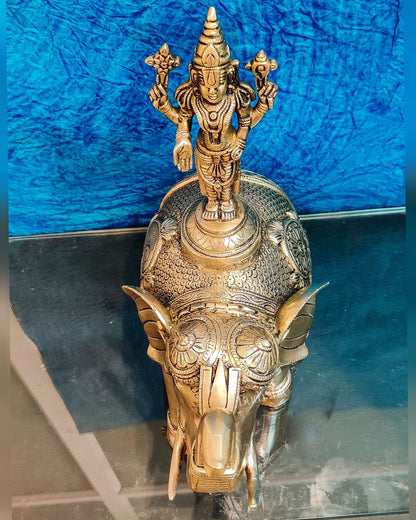 Pure Brass Lord Venkateshwara Swamy on Elephant with Fine Engravings  – 16.5 Inch