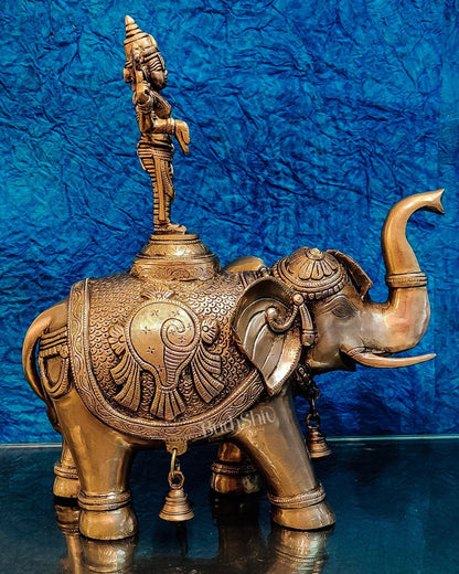 Pure Brass Lord Venkateshwara Swamy on Elephant with Fine Engravings  – 16.5 Inch