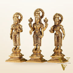 Brass Tirupati Balaji Idol Set with Bhudevi and Sridevi | 8 inch