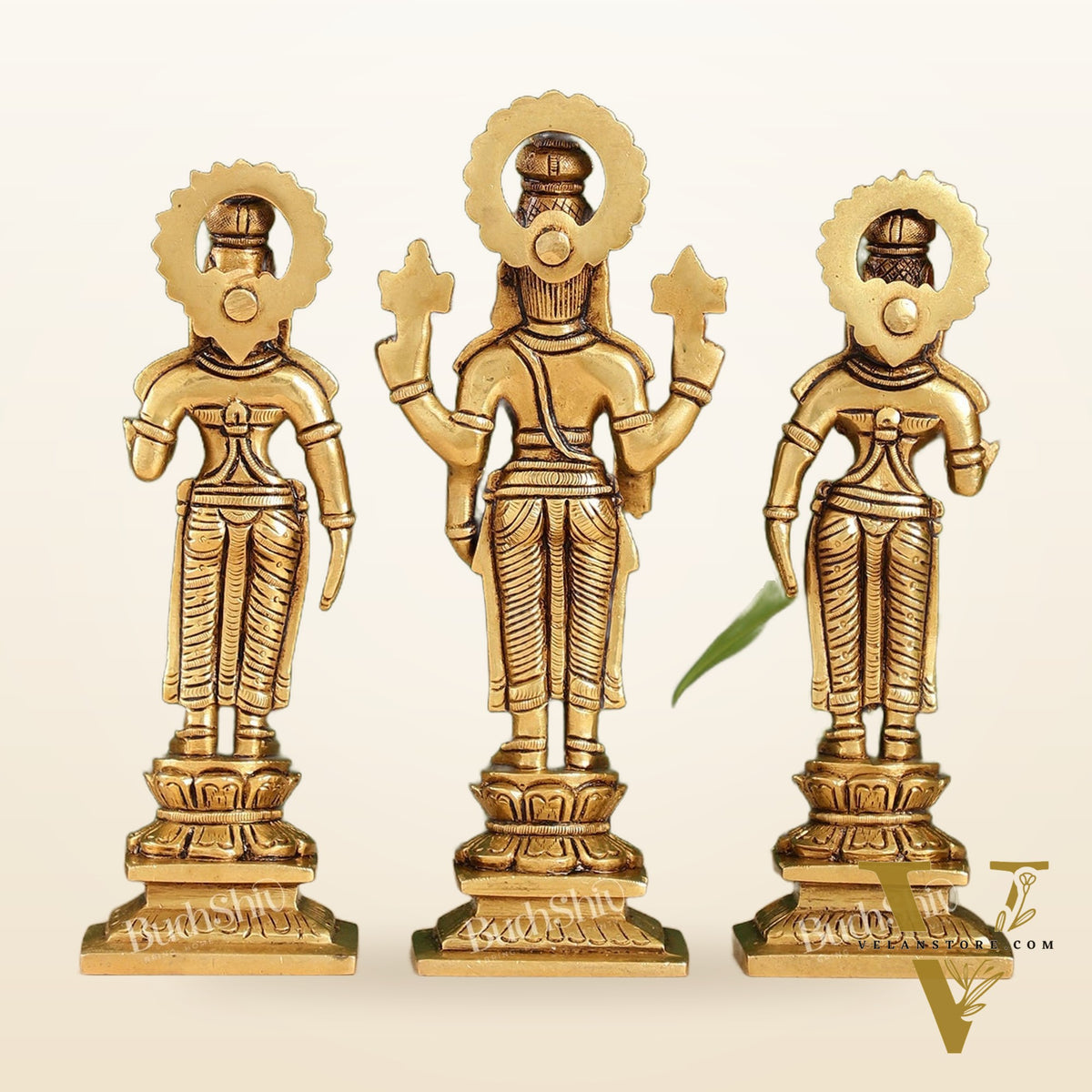 Brass Tirupati Balaji Idol Set with Bhudevi and Sridevi | 8 inch