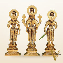 Brass Tirupati Balaji Idol Set with Bhudevi and Sridevi | 8 inch