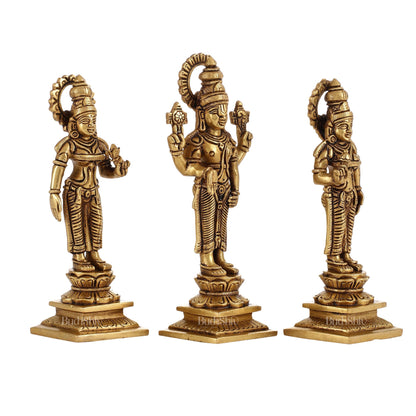 Brass Tirupati Balaji Idol Set with Bhudevi and Sridevi | 8 inch