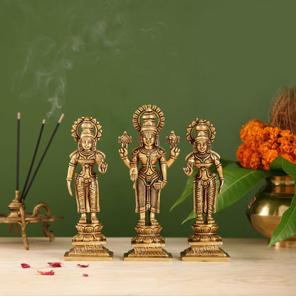 Brass Tirupati Balaji Idol Set with Bhudevi and Sridevi | 8 inch