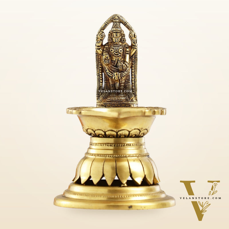 Brass Tirupati Balaji Lamp 7"