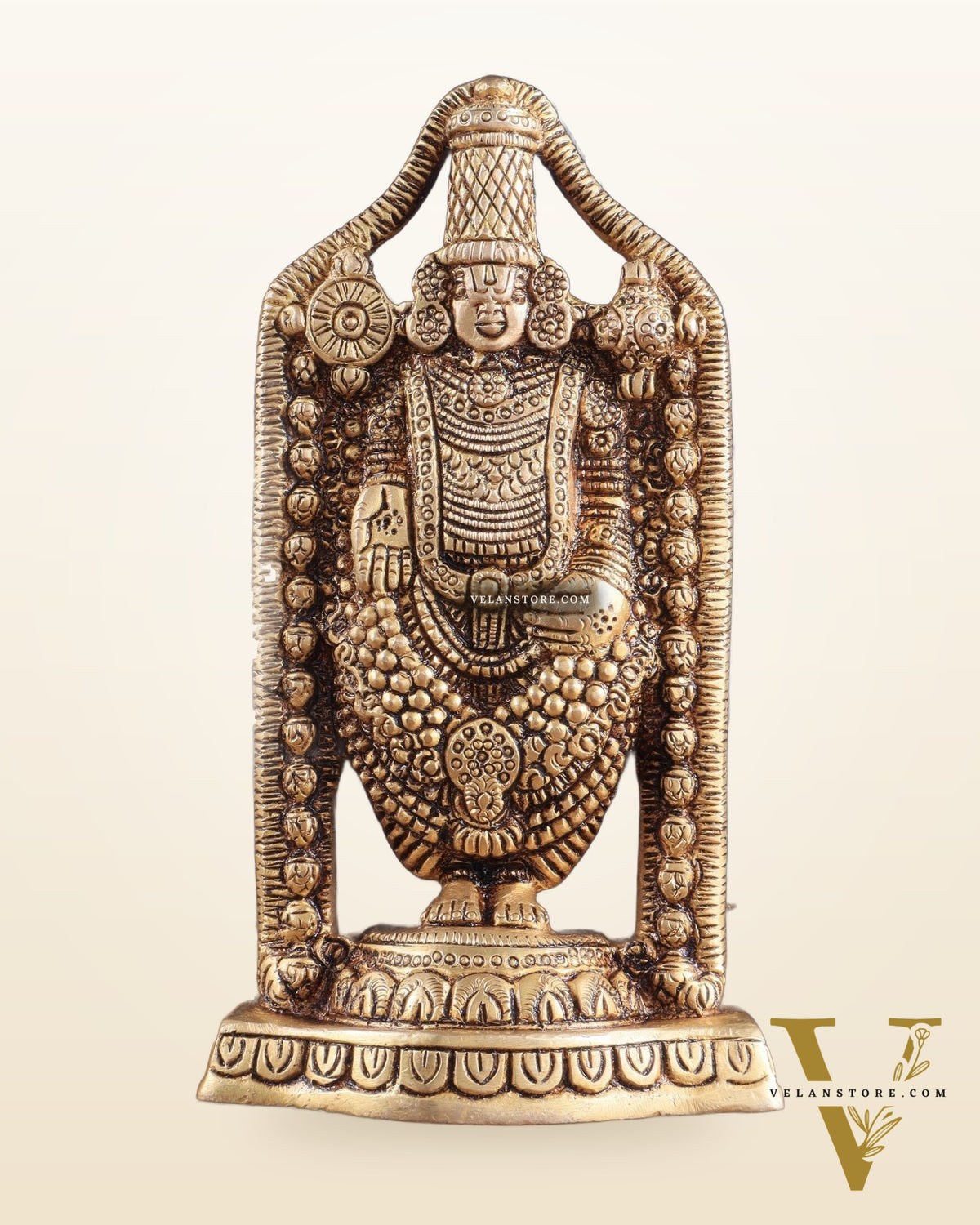 Brass Tirupati Balaji Lord Venkateshwara Idol – 7" x 4" x 2" | Finely Carved Divine Statue