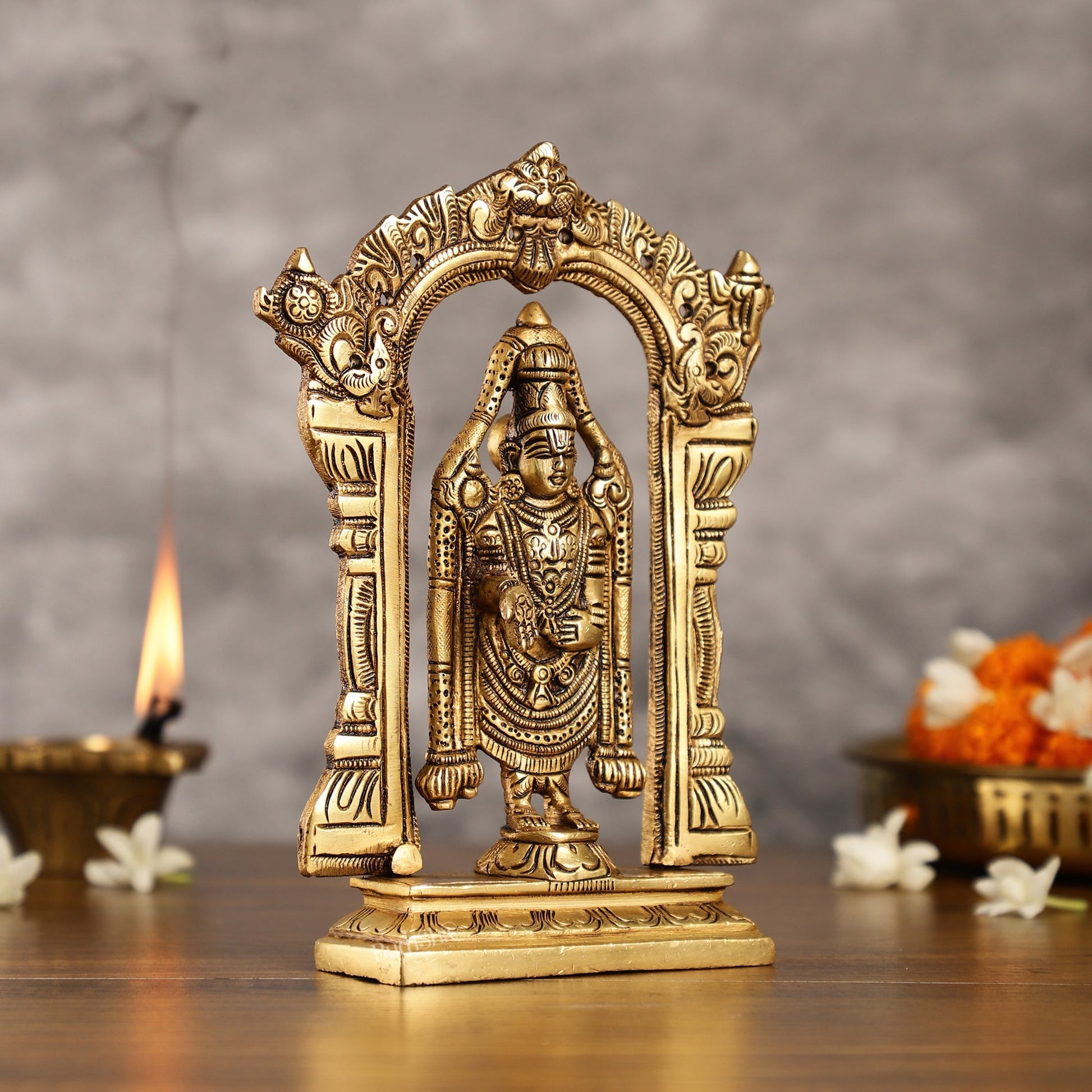 Brass Tirupati Balaji Lord Venkateshwara Idol 8 inch