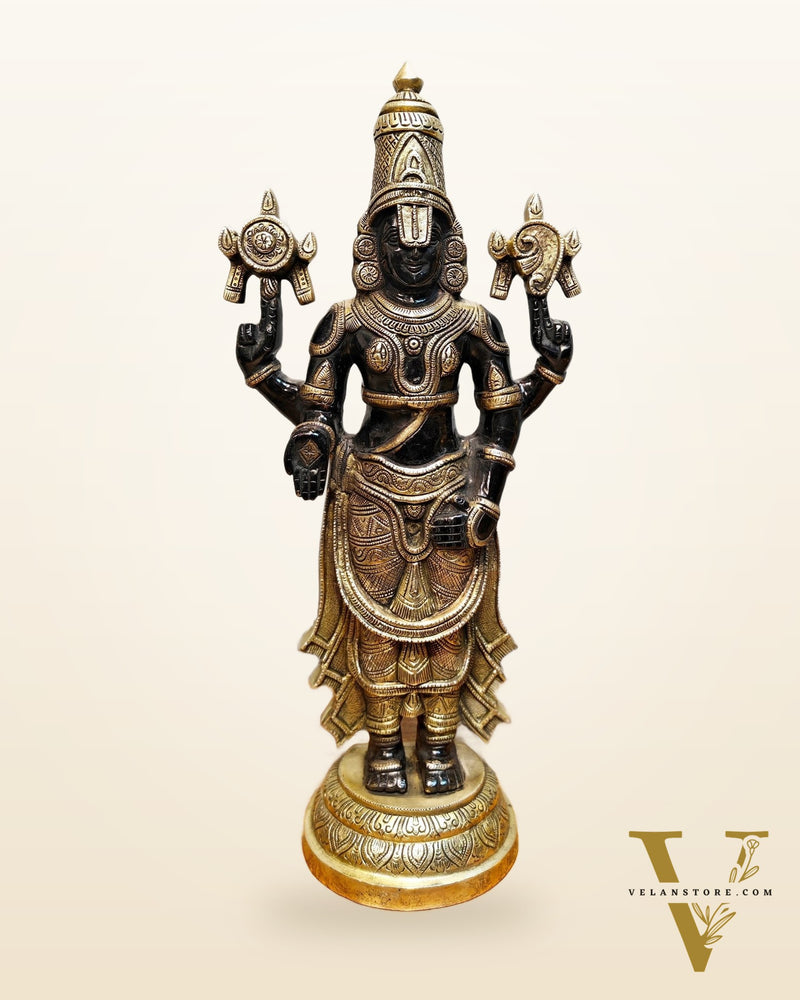 Brass Tirupati Balaji Lord Venkateshwara Statue 24"