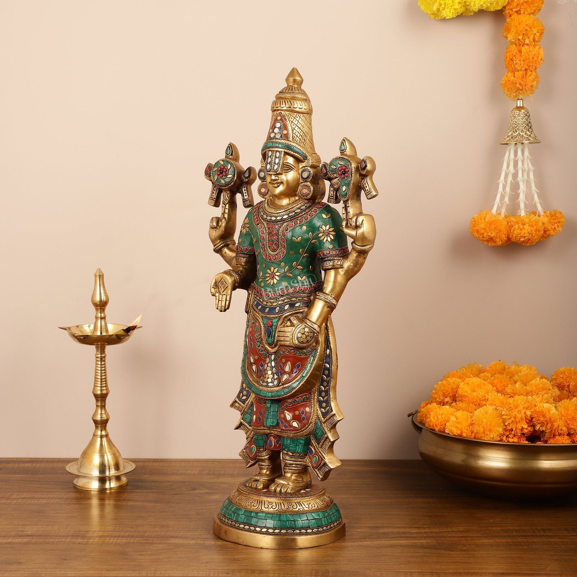 Brass Tirupati Balaji Lord Venkateshwara Statue 24"