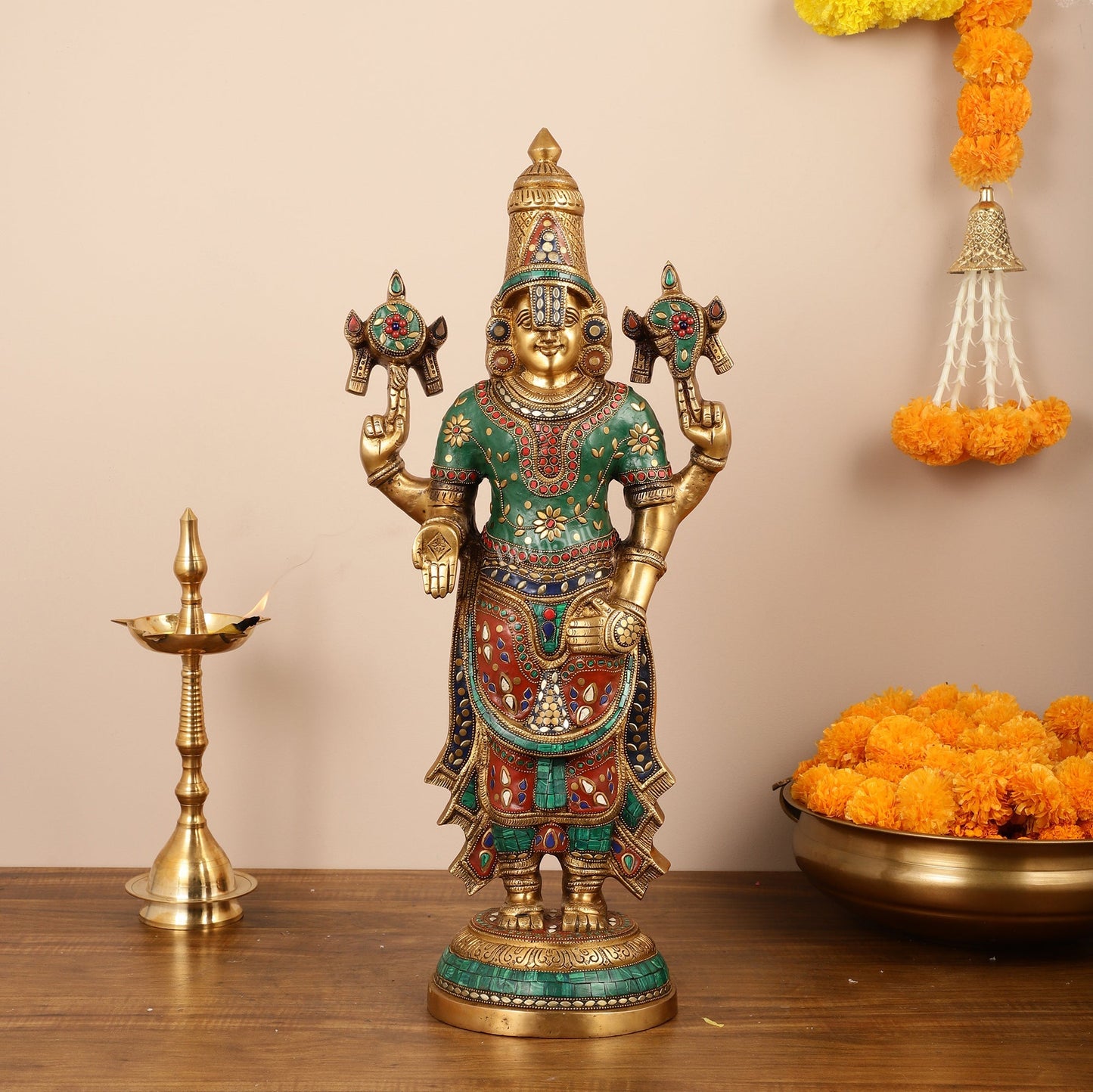 Brass Tirupati Balaji Lord Venkateshwara Statue 24"