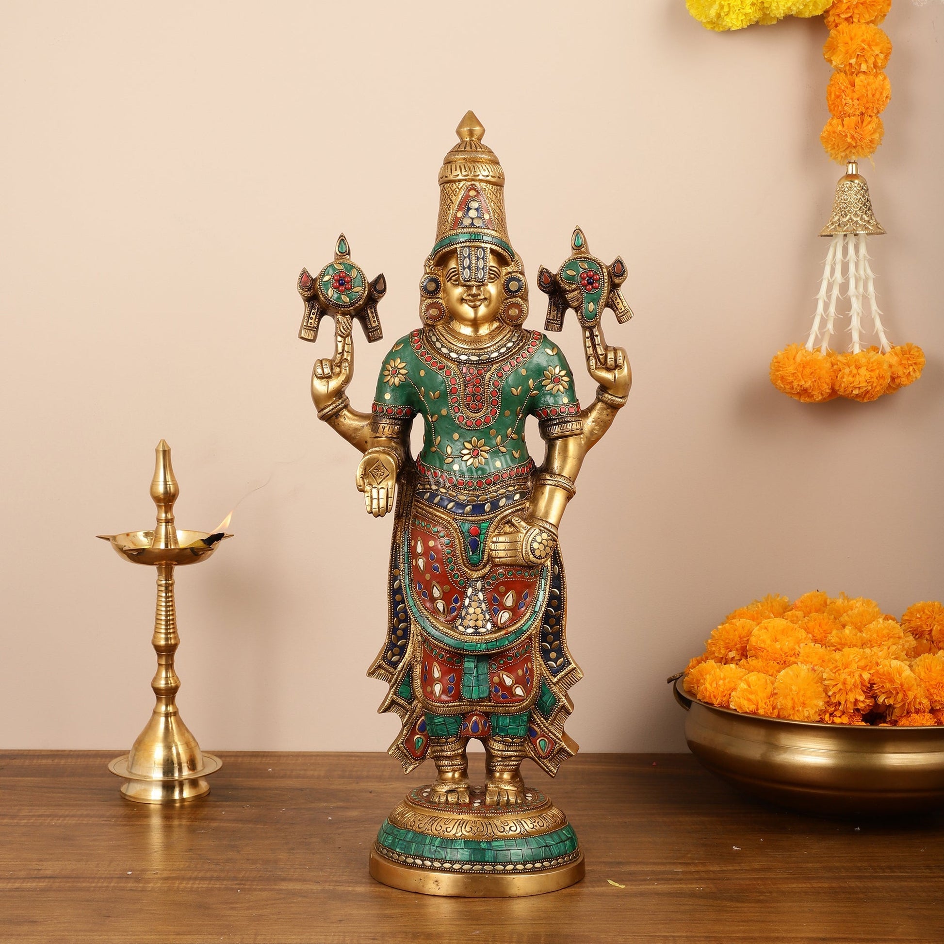 Brass Tirupati Balaji Lord Venkateshwara Statue 24"