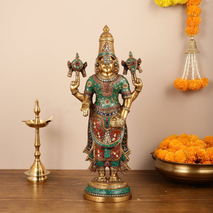 Brass Tirupati Balaji Lord Venkateshwara Statue 24"