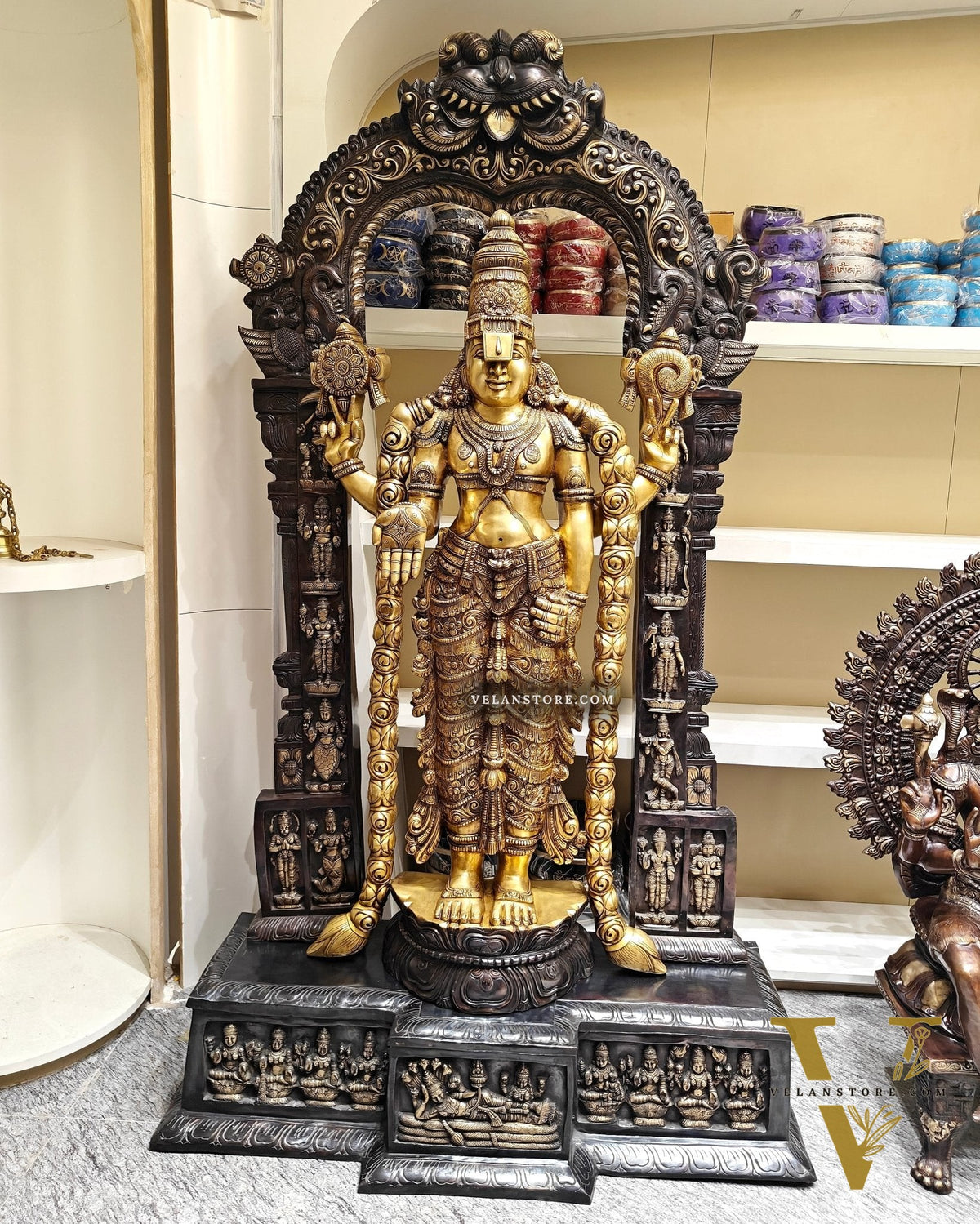 Brass Tirupati Balaji Lord Venkateshwara Statue 86"