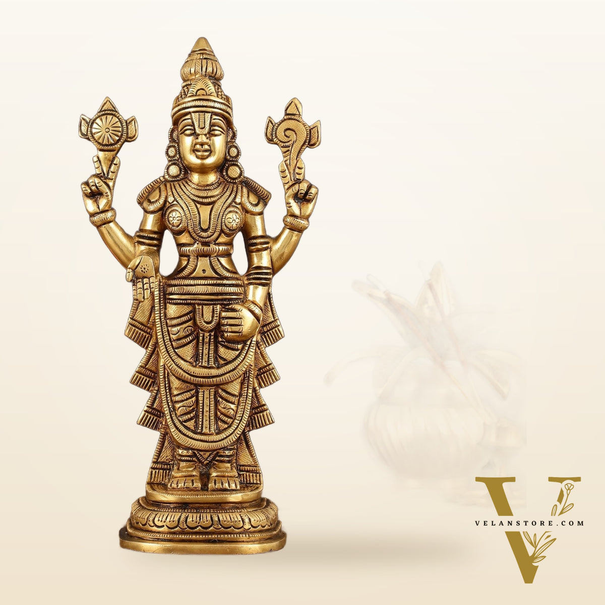 Brass Tirupati Balaji lord Venkateshwara statue 9"