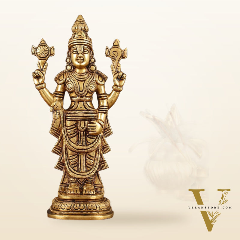 Brass Tirupati Balaji lord Venkateshwara statue 9"
