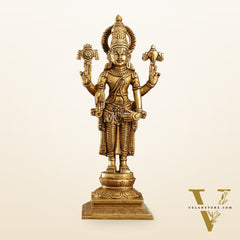 Brass Tirupati Balaji Lord Venkateshwara Superfine Statue | Sharp Features and Carvings 14"