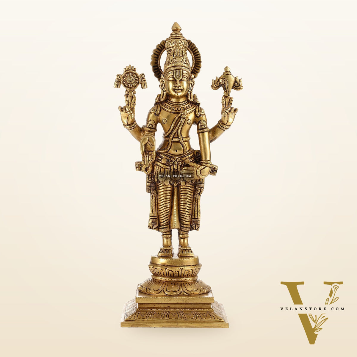 Brass Tirupati Balaji Lord Venkateshwara Superfine Statue | Sharp Features and Carvings 14"