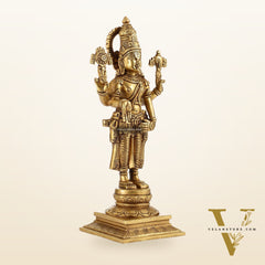 Brass Tirupati Balaji Lord Venkateshwara Superfine Statue | Sharp Features and Carvings 14"