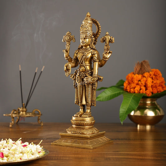 Brass Tirupati Balaji Lord Venkateshwara Superfine Statue | Sharp Features and Carvings 14"