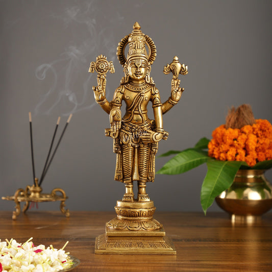 Brass Tirupati Balaji Lord Venkateshwara Superfine Statue | Sharp Features and Carvings 14"