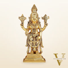 Brass Tirupati Balaji Lord Venkateshwara Swamy Idol | 11.5" Height | Divine Grace