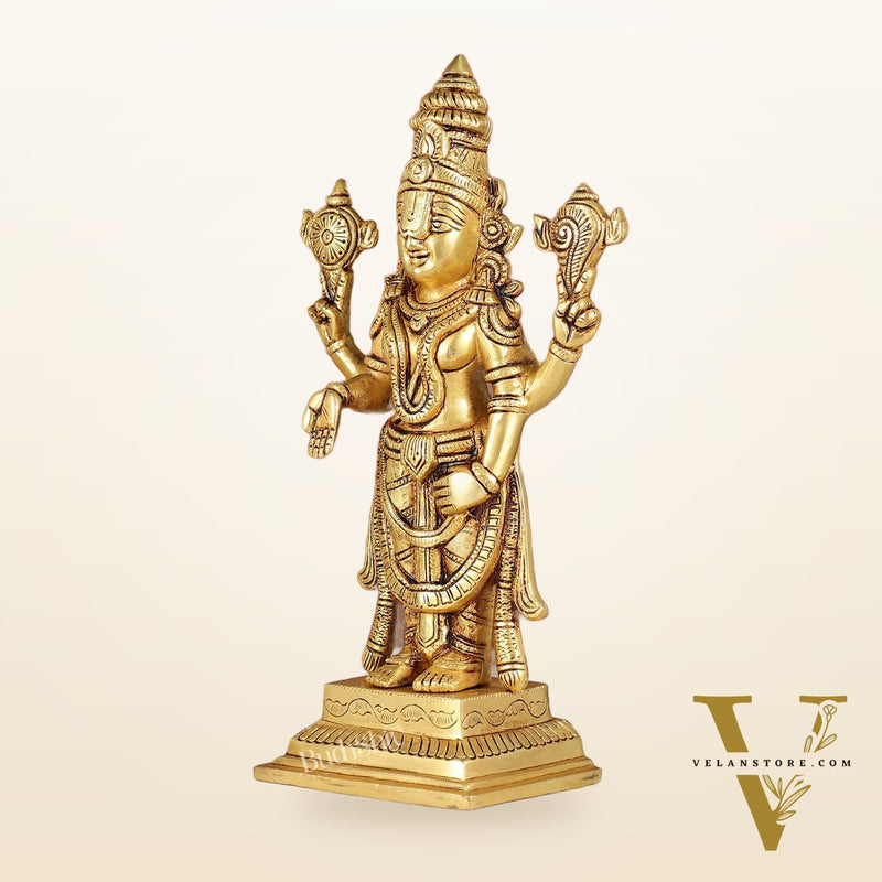 Brass Tirupati Balaji Lord Venkateshwara Swamy Idol | 11.5" Height | Divine Grace