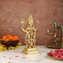 Brass Tirupati Balaji Lord Venkateshwara Swamy Idol | 11.5" Height | Divine Grace