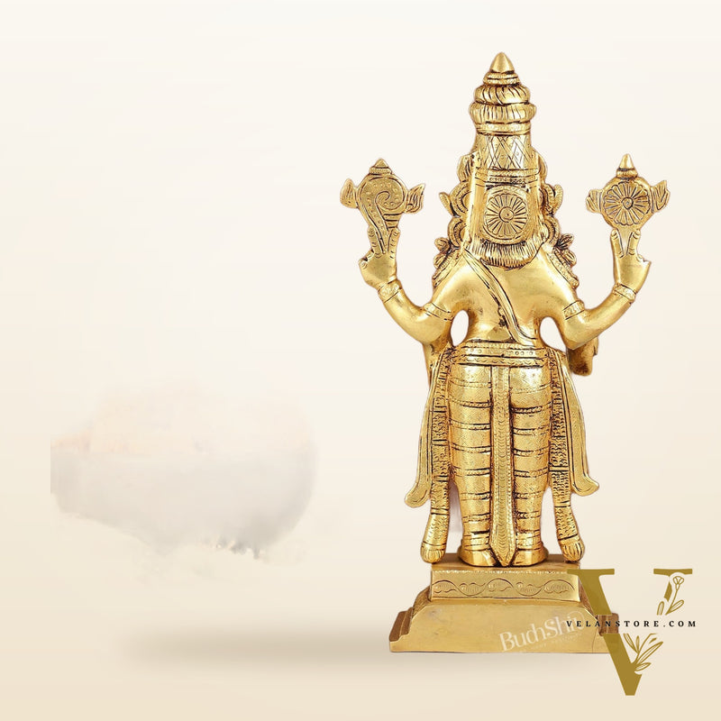 Brass Tirupati Balaji Lord Venkateshwara Swamy Idol | 11.5" Height | Divine Grace