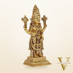 Brass Tirupati Balaji Lord Venkateshwara Swamy Idol | 11.5" Height | Divine Grace