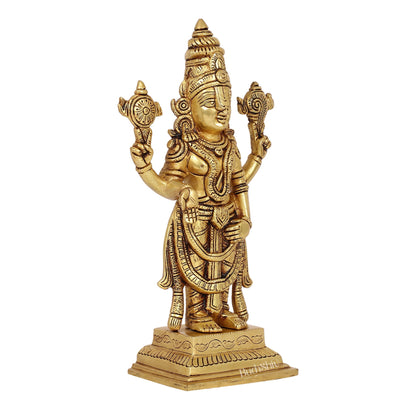 Brass Tirupati Balaji Lord Venkateshwara Swamy Idol | 11.5" Height | Divine Grace