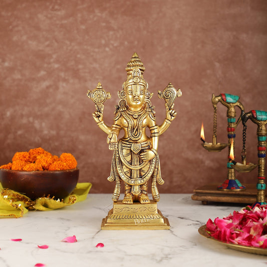 Brass Tirupati Balaji Lord Venkateshwara Swamy Idol | 11.5" Height | Divine Grace