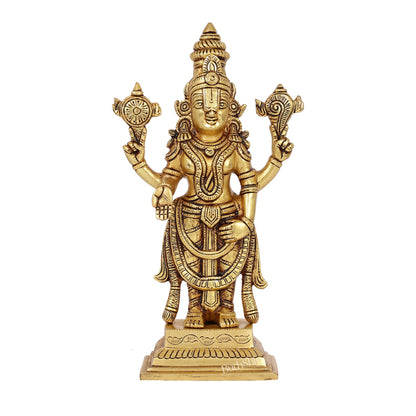 Brass Tirupati Balaji Lord Venkateshwara Swamy Idol | 11.5" Height | Divine Grace
