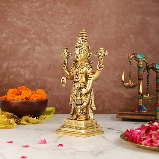 Brass Tirupati Balaji Lord Venkateshwara Swamy Idol | 11.5" Height | Divine Grace