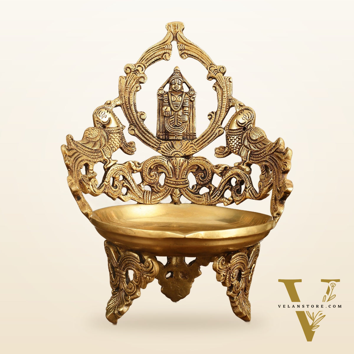 Brass Tirupati Balaji oil lamp diya- Large Size - 11.5 inch