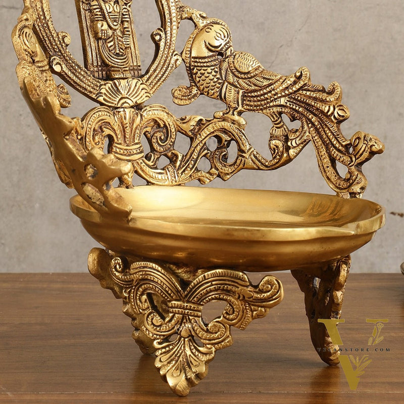 Brass Tirupati Balaji oil lamp diya- Large Size - 11.5 inch
