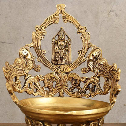 Brass Tirupati Balaji oil lamp diya- Large Size - 11.5 inch