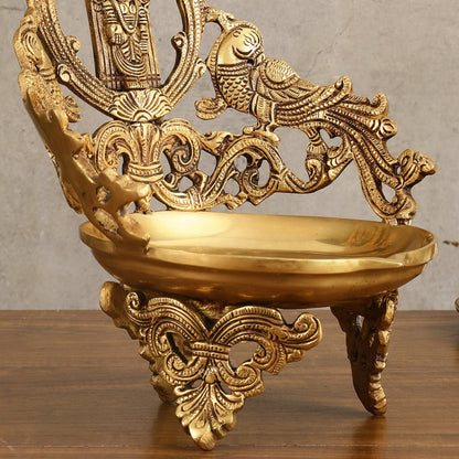 Brass Tirupati Balaji oil lamp diya- Large Size - 11.5 inch