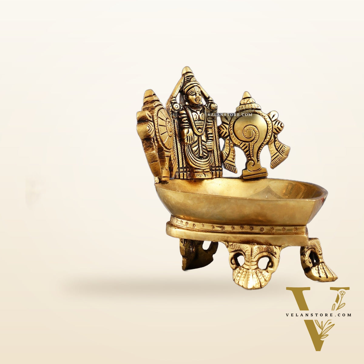 Brass Tirupati Balaji Shankh Chakra Lamp 5"