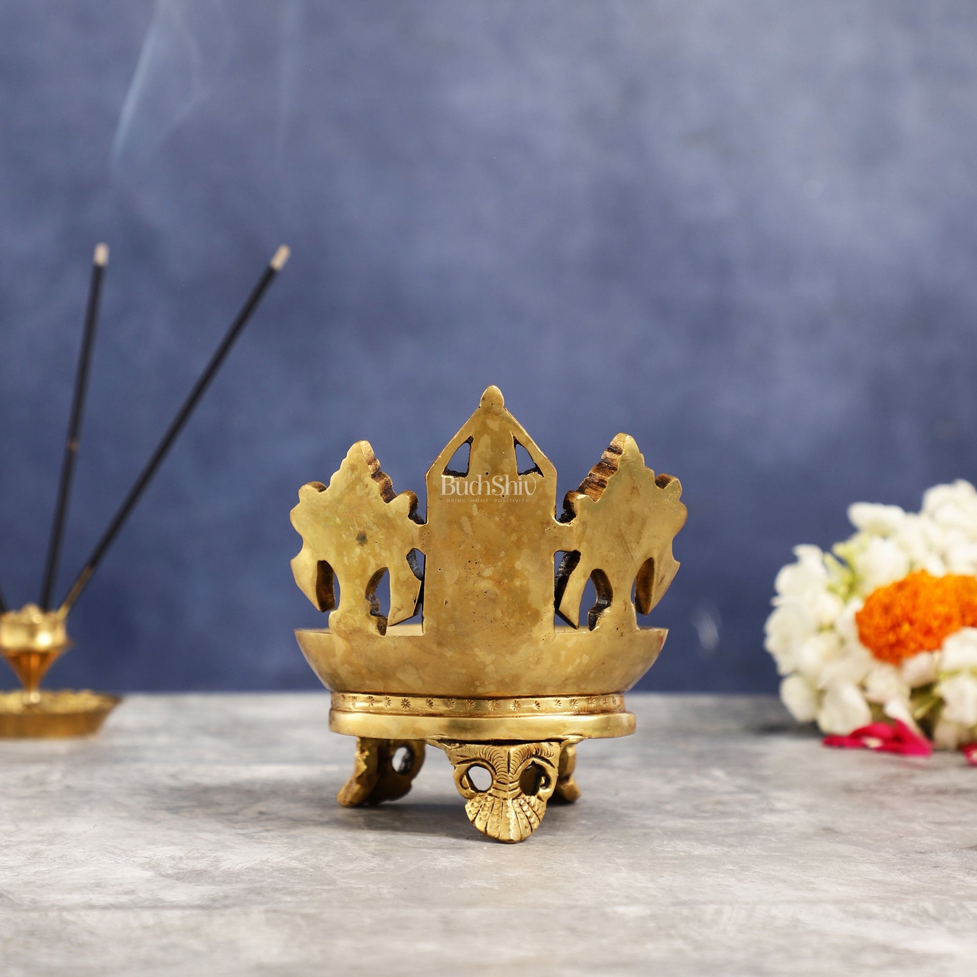 Brass Tirupati Balaji Shankh Chakra Lamp 5"