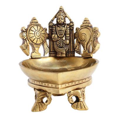 Brass Tirupati Balaji Shankh Chakra Lamp 5"