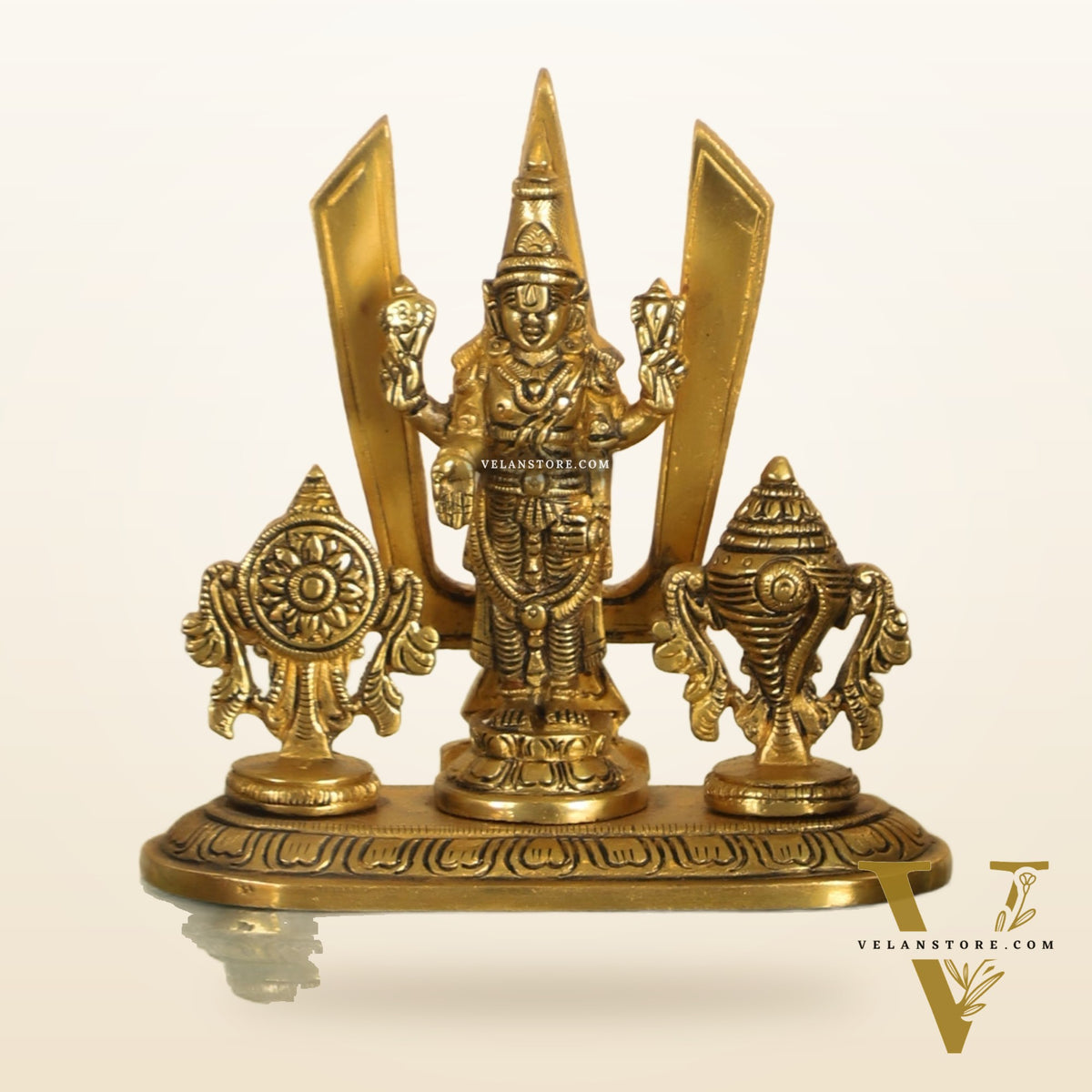Brass Tirupati balaji Shankh Chakra Namah Accent 5 inch