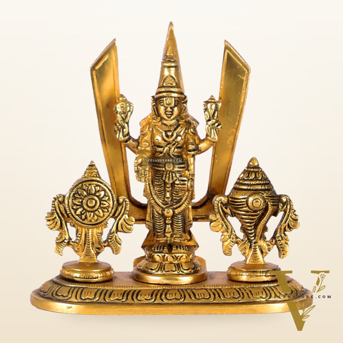 Brass Tirupati balaji Shankh Chakra Namah Accent 5 inch