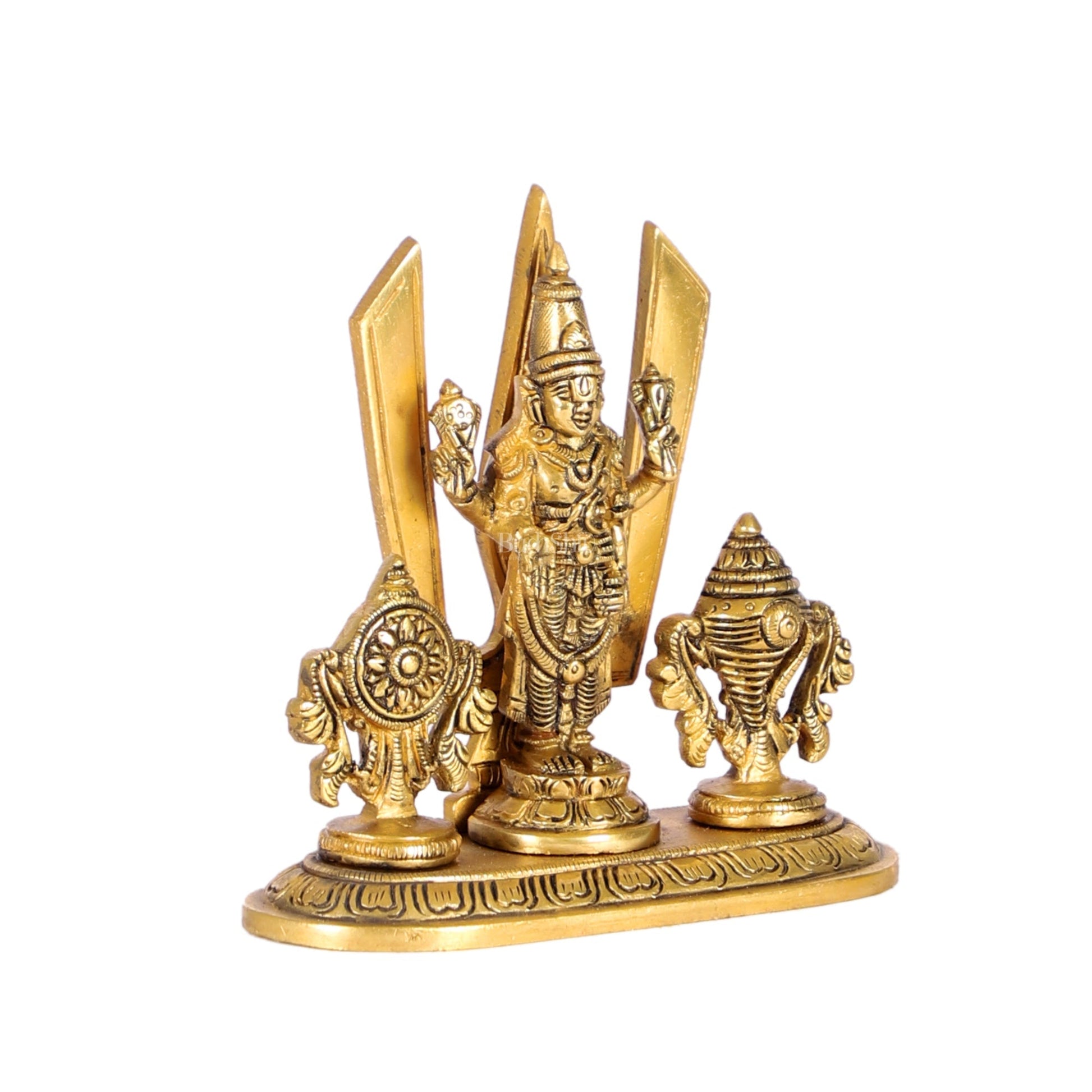 Brass Tirupati balaji Shankh Chakra Namah Accent 5 inch