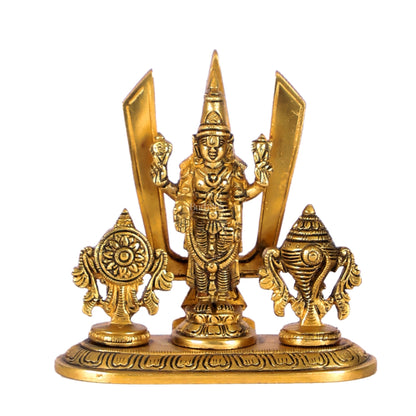 Brass Tirupati balaji Shankh Chakra Namah Accent 5 inch